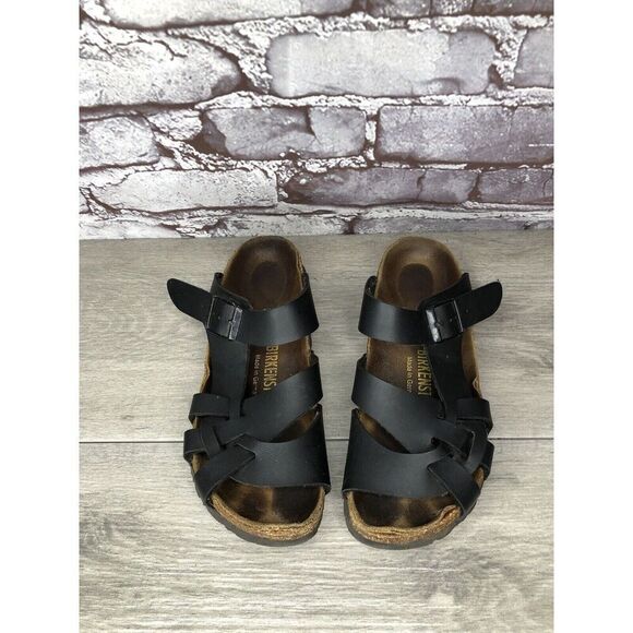 Birkenstock Pisa Black Leather Strappy Slides Cork Sandals Women’s Sz 36EU/5M US - Picture 11 of 16